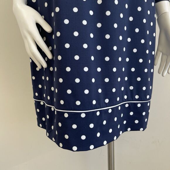 Lands End Navy Polka Dot Sheath Casual Dress XL Preppy Resort Summer Nautical - Picture 4 of 14